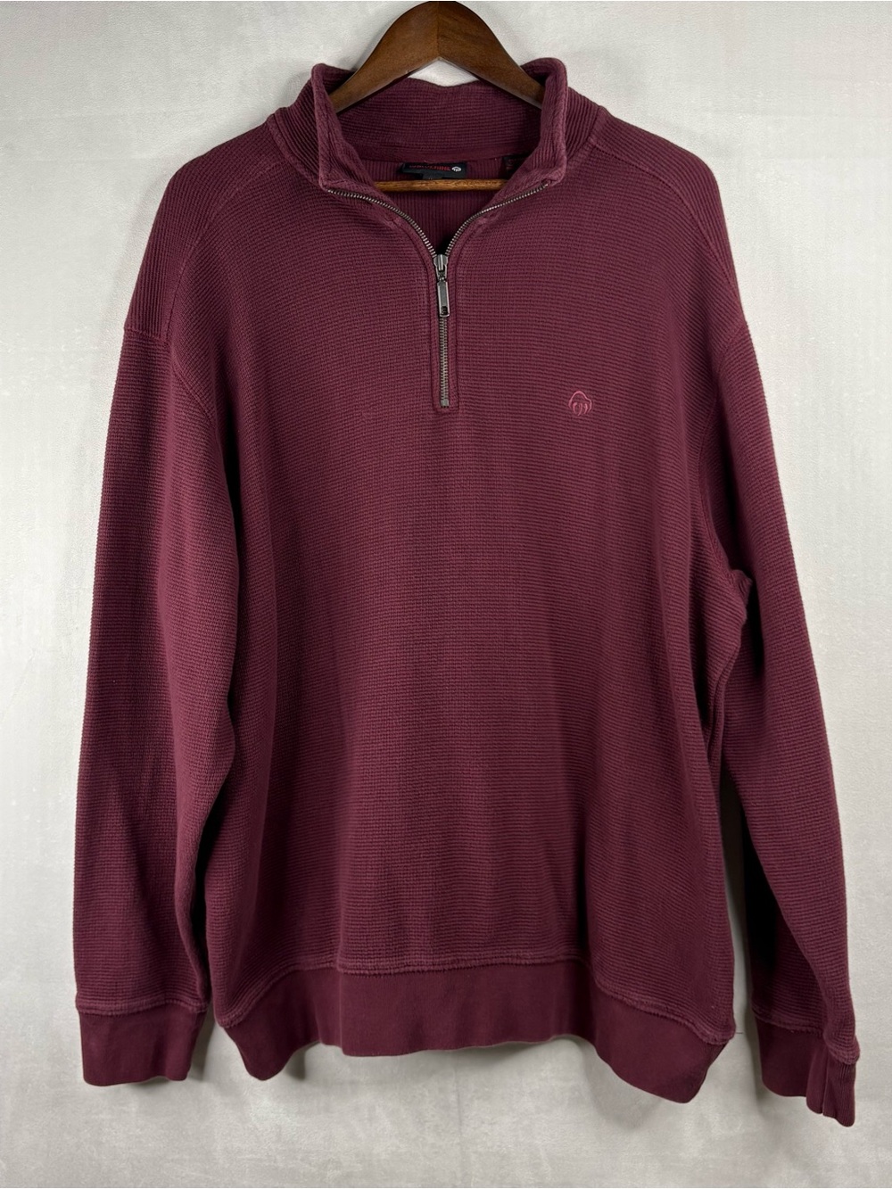 Wolverine Pullover Mens XL Burgundy Waffle Knit Thermal 1/4 Zip Workwear Sweater